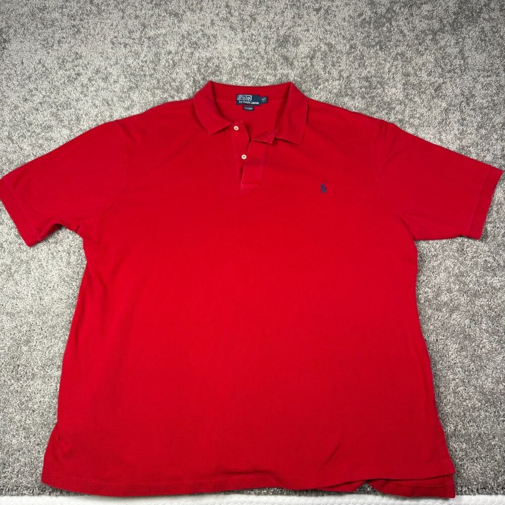 Polo Ralph Lauren Polo Shirt Mens 2XLT Tall Red‎ Small Pony Short Sleeves Cotton
